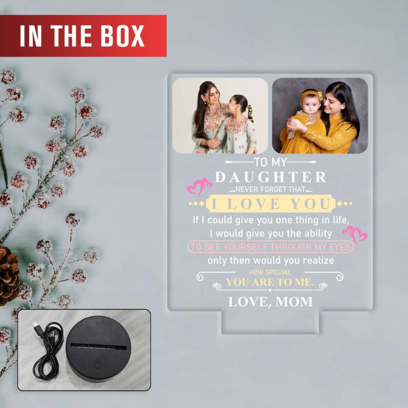 Daughter UV Print Lamp with Warm White Light Gift for Daughter from Mom & Dad